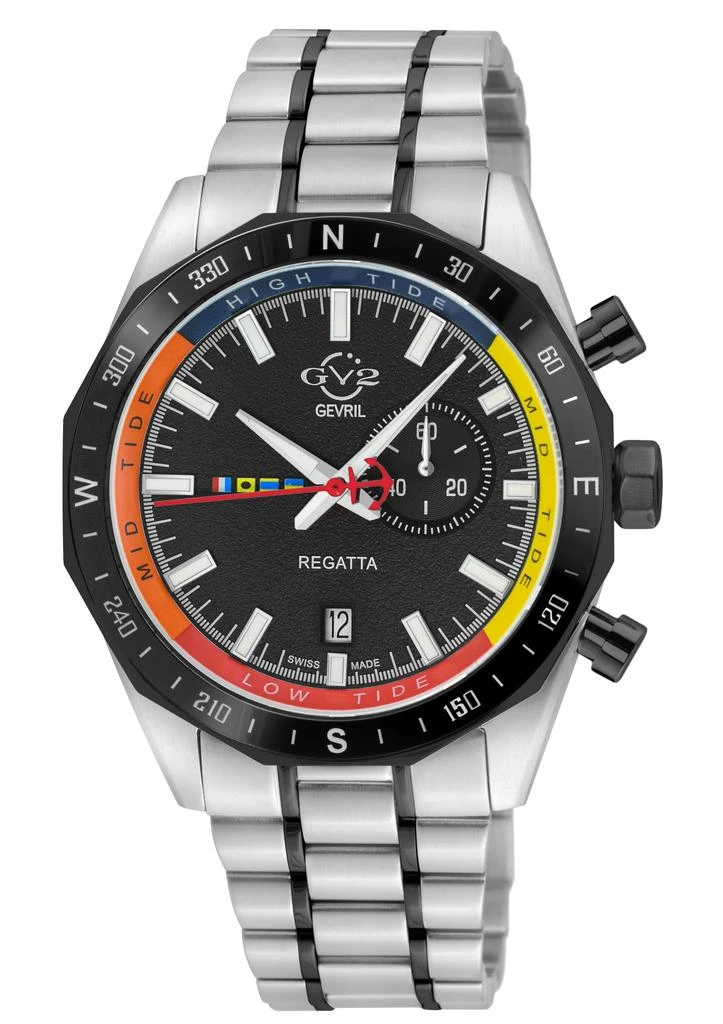 商品GV2|Men's Regatta 316L SS Case, Ceramic IPB Top Ring, Black Dial, Gray Counter, IPBK 316L Stainless Steel Bracelet Watch.,价格¥2911,第1张图片