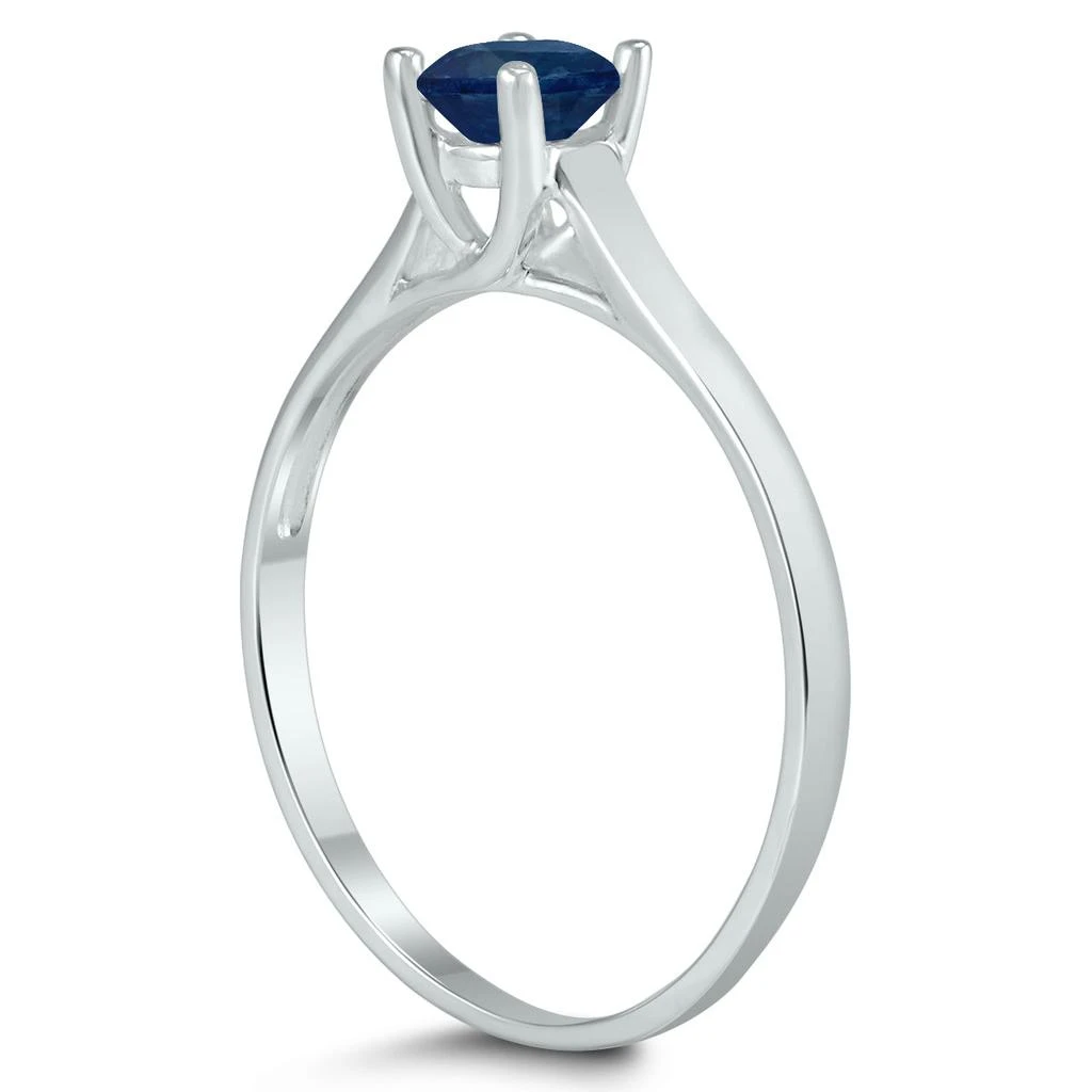 商品SSELECTS|Round 4Mm Sapphire Cathedral Solitaire Ring In 10K White Gold,价格¥2048,第2张图片详细描述