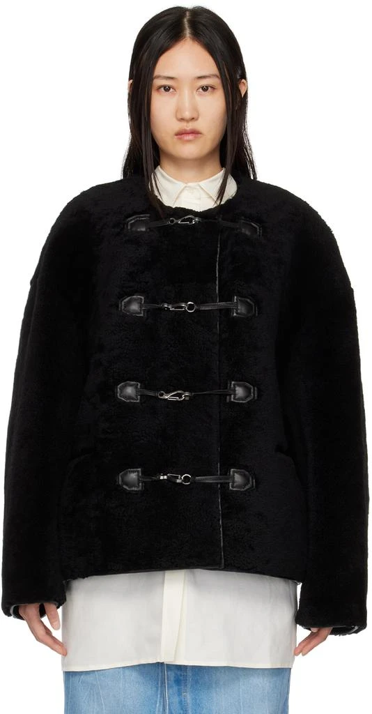 商品Totême|Black Teddy Shearling Jacket,价格¥21225,第1张图片