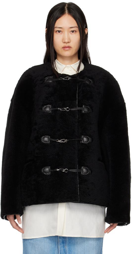 商品Totême|Black Teddy Shearling Jacket,价格¥18812,第1张图片