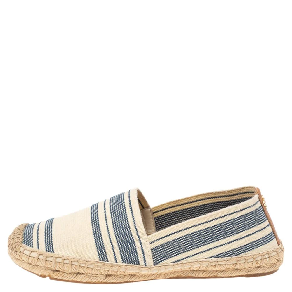 商品[二手商品] Tory Burch|Tory Burch Cream/Blue Striped Canvas Espadrilles Loafers Size 36.5,价格¥1341,第2张图片详细描述