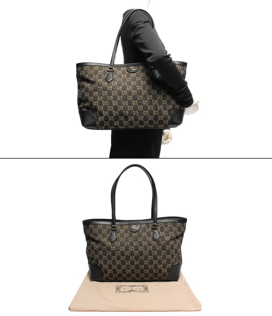 Gucci Black GG Coated Canvas Leather Medium Ophidia Tote Bag商品第10张图片规格展示