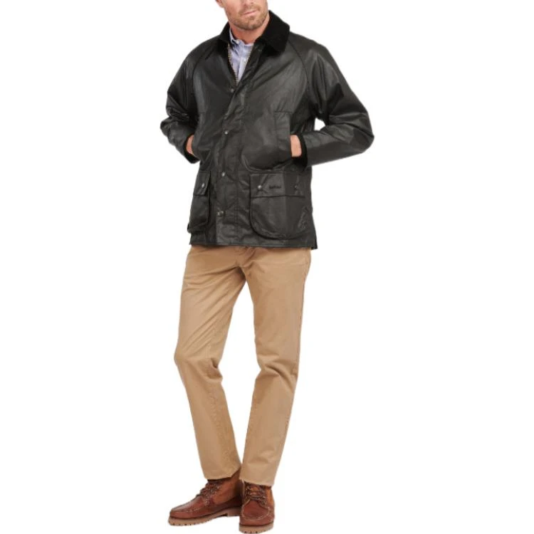 商品[国内直发] Barbour|Bedale 纯色拉链系扣翻领休闲油蜡夹克 男款 黑色,价格¥2437,第3张图片详细描述