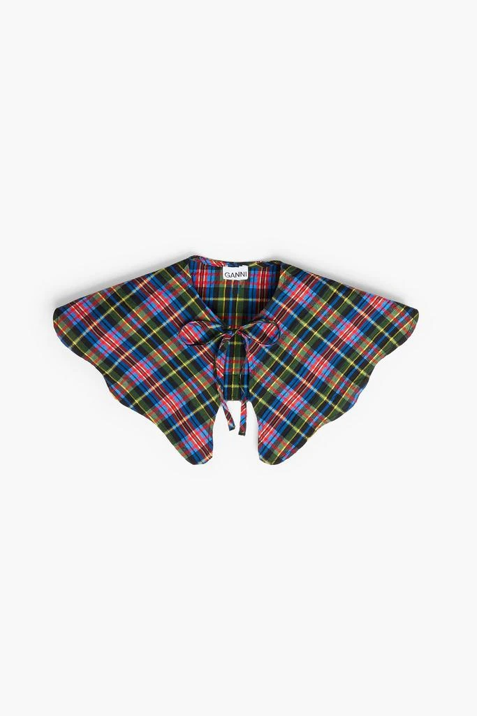 商品Ganni|Checked organic cotton-blend seersucker collar,价格¥218,第1张图片