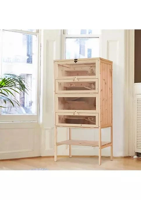商品PawHut|5 Tier Fir Wood Hamster Cage Mouse Rats Small Animals Play House Exercise Activity Center Natural,价格¥1325,第3张图片详细描述