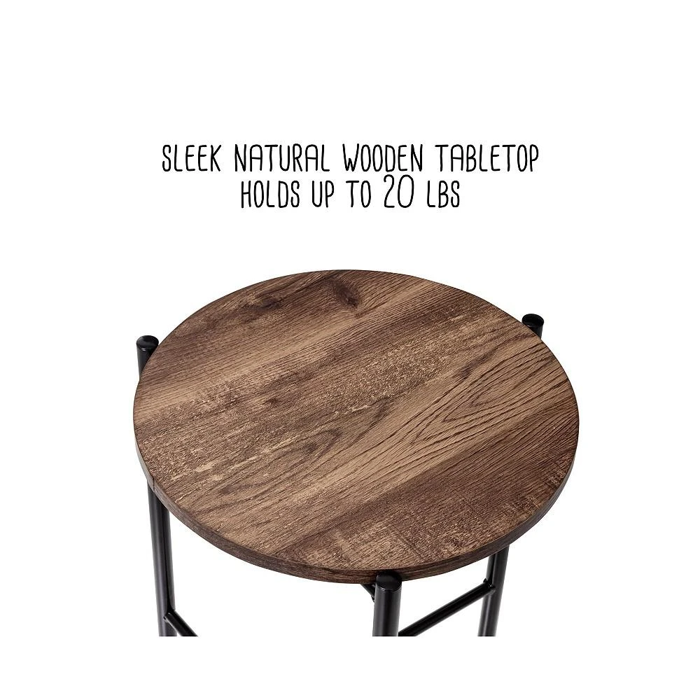 商品Honey Can Do|Round Side Table with T-Pattern Base,价格¥276,第4张图片详细描述