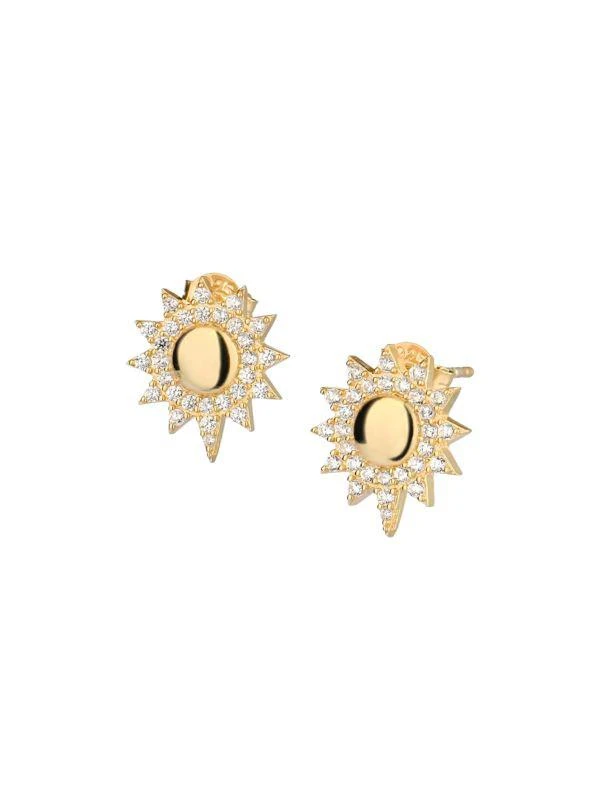 商品Gabi Rielle|14K Gold Vermeil, Sterling Silver & Crystal Sunburst Stud Earrings,价格¥422,第1张图片