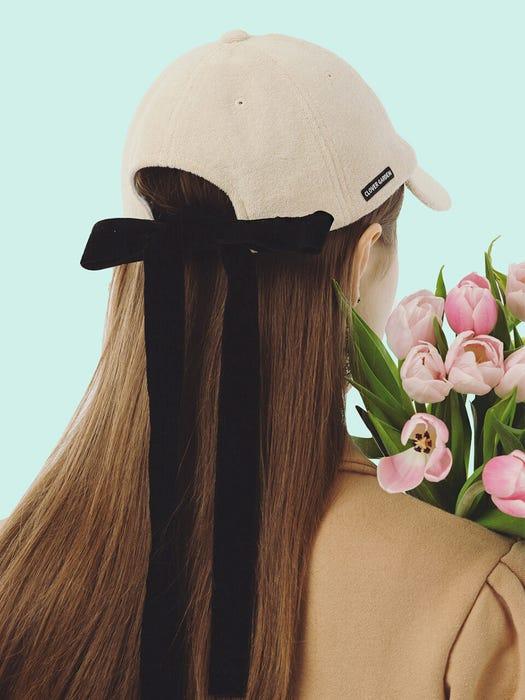 Baby Terry Ribbon Ball Cap - Angel Beige商品第1张图片规格展示