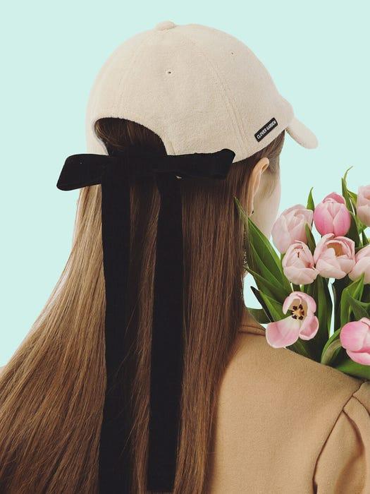商品Clovergarden|Baby Terry Ribbon Ball Cap - Angel Beige,价格¥454,第1张图片