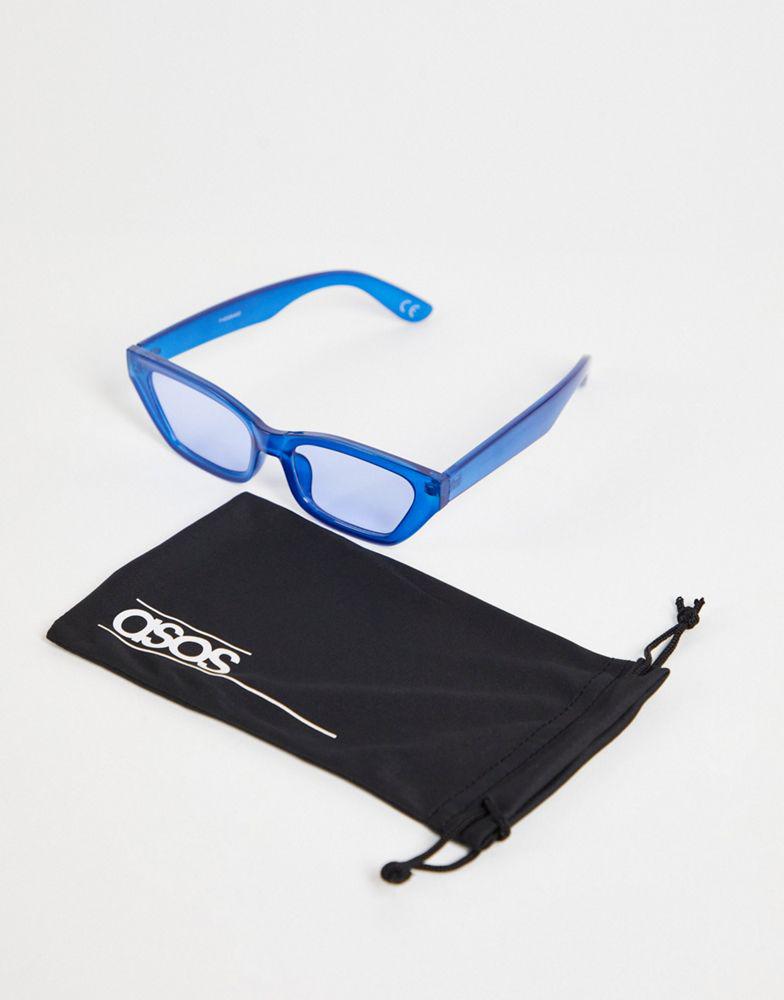 ASOS DESIGN cat eye sunglasses in blue  - MBLUE商品第4张图片规格展示