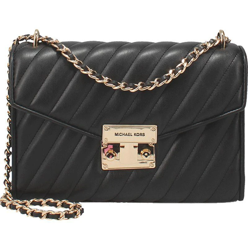 商品Michael Kors|香港直邮Michael Kors 奥莱款 ROSE中号女士人造皮革单肩斜挎包35T0GXOL2U BLACK,价格¥2344,第4张图片详细描述