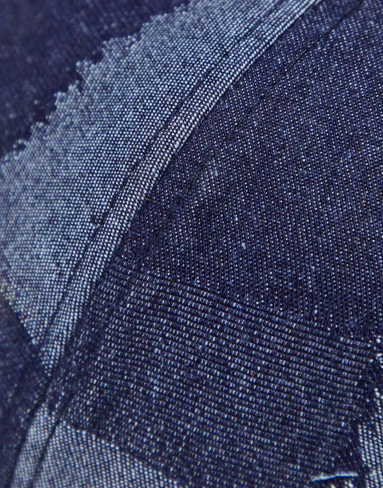 商品COLLUSION|COLLUSION Unisex patchwork distressed denim cap in blue,价格¥126,第3张图片详细描述