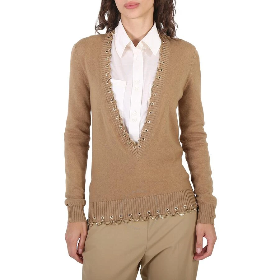 商品Burberry|Ladies Camel Chain Detail Cashmere Sweater,价格¥2277,第1张图片