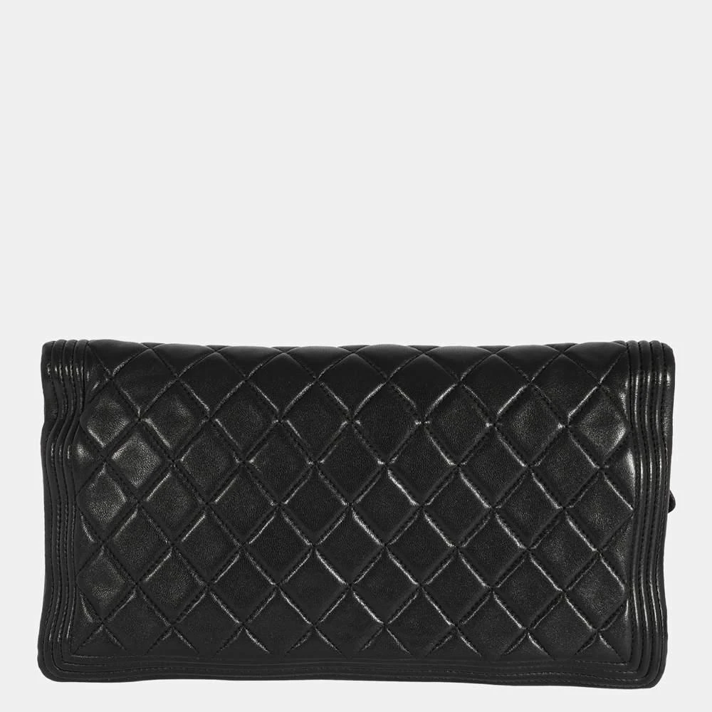 商品[二手商品] Chanel|Chanel Black Quilted Lambskin Boy Fold-Over Clutch,价格¥20225,第3张图片详细描述