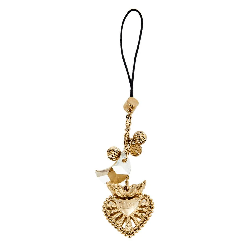 商品[二手商品] Dior|Dior Gold Tone Heart & Crystal Moon Phone Charm,价格¥1091,第1张图片