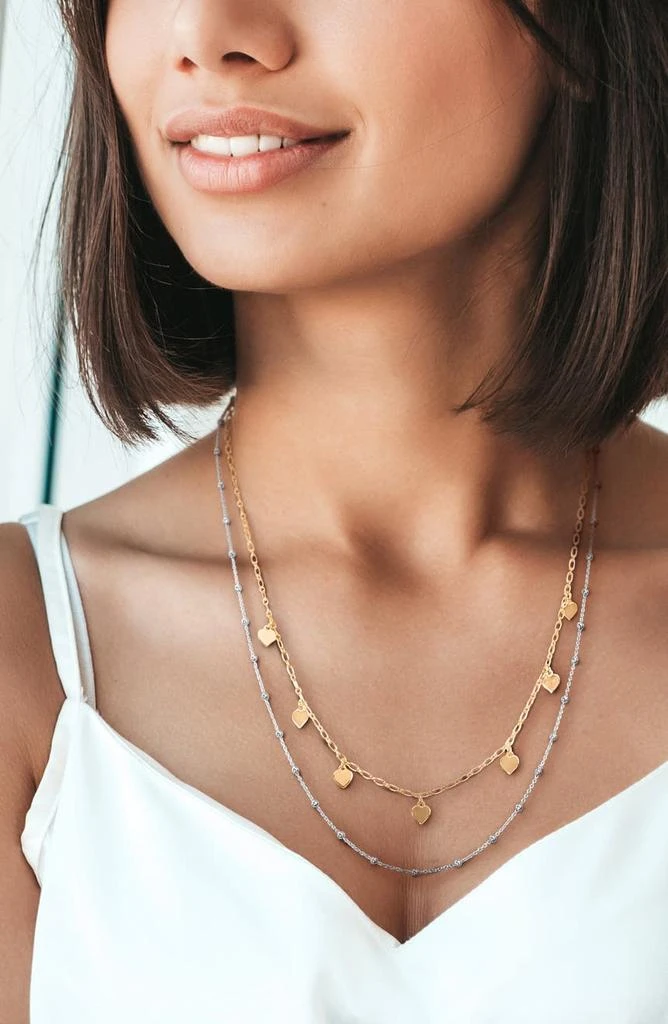 商品DELMAR|Two-Tone Heart and Ball Bead Chain Necklace,价格¥811,第4张图片详细描述