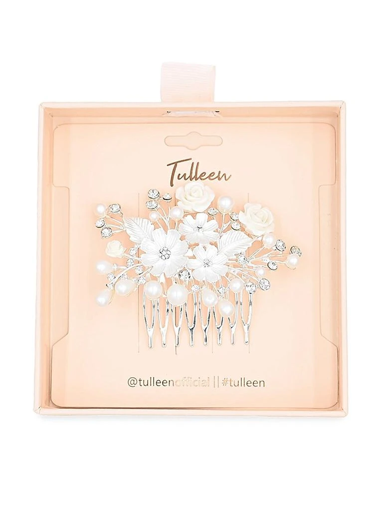 商品Tulleen|Rhinestone Pearl and Floral Hair Comb,价格¥428,第2张图片详细描述