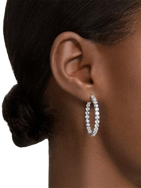 商品Swarovski|Matrix Rhodium-Plated & Crystal Inside-Out Hoop Earrings,价格¥1253,第4张图片详细描述