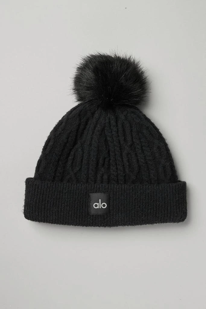 商品Alo|Cable Knit Beanie - Black,价格¥745,第1张图片