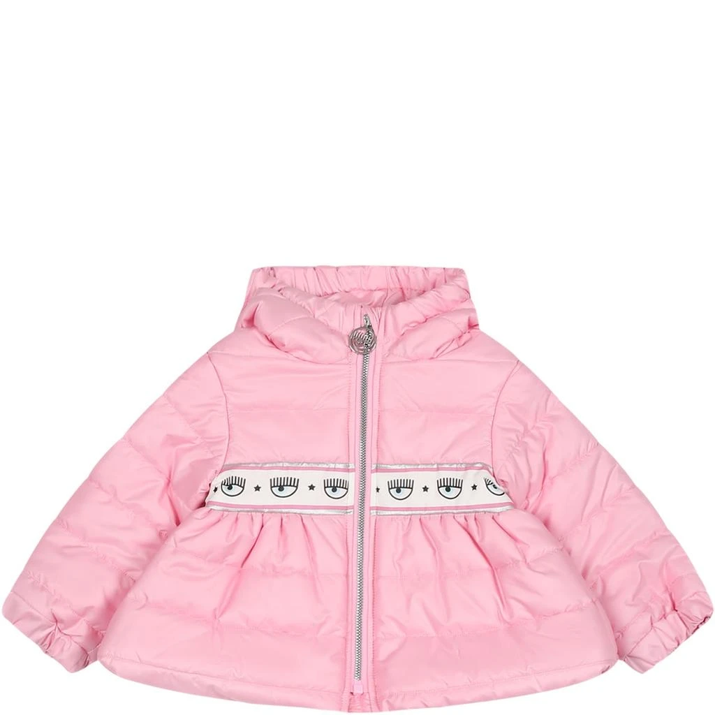 商品Chiara Ferragni|Pink Down Jacket For Baby Girl With Eyestar,价格¥1553,第1张图片