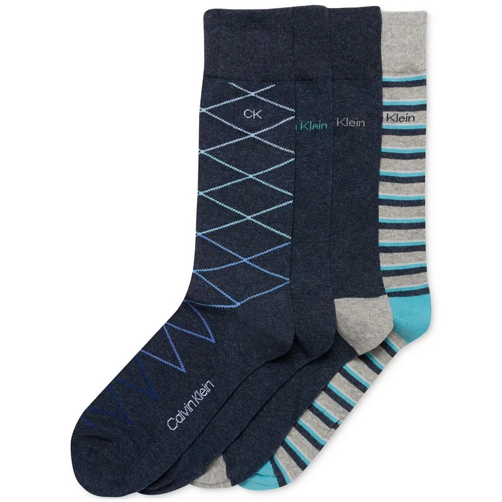 商品Calvin Klein|Men's Multi-Pattern Assorted Dress Crew Socks, 4-Pack,价格¥89,第1张图片