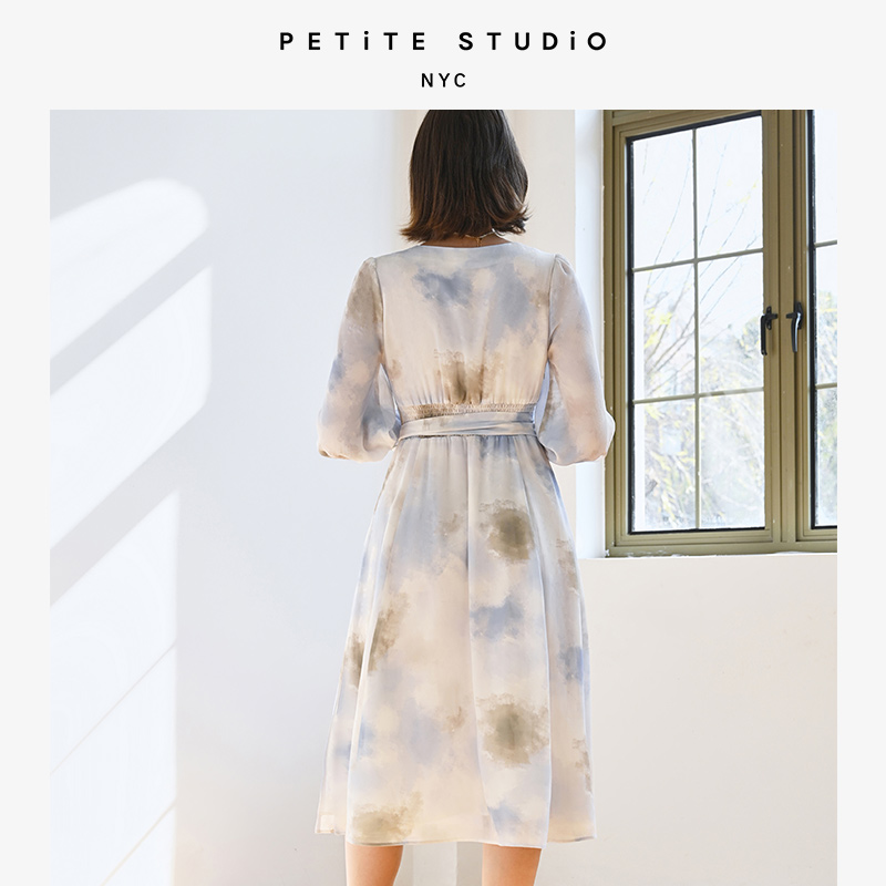 Blythe水彩丝质浪漫氛围感V领连衣裙 | Blythe Dress - Watercolor商品第4张图片规格展示