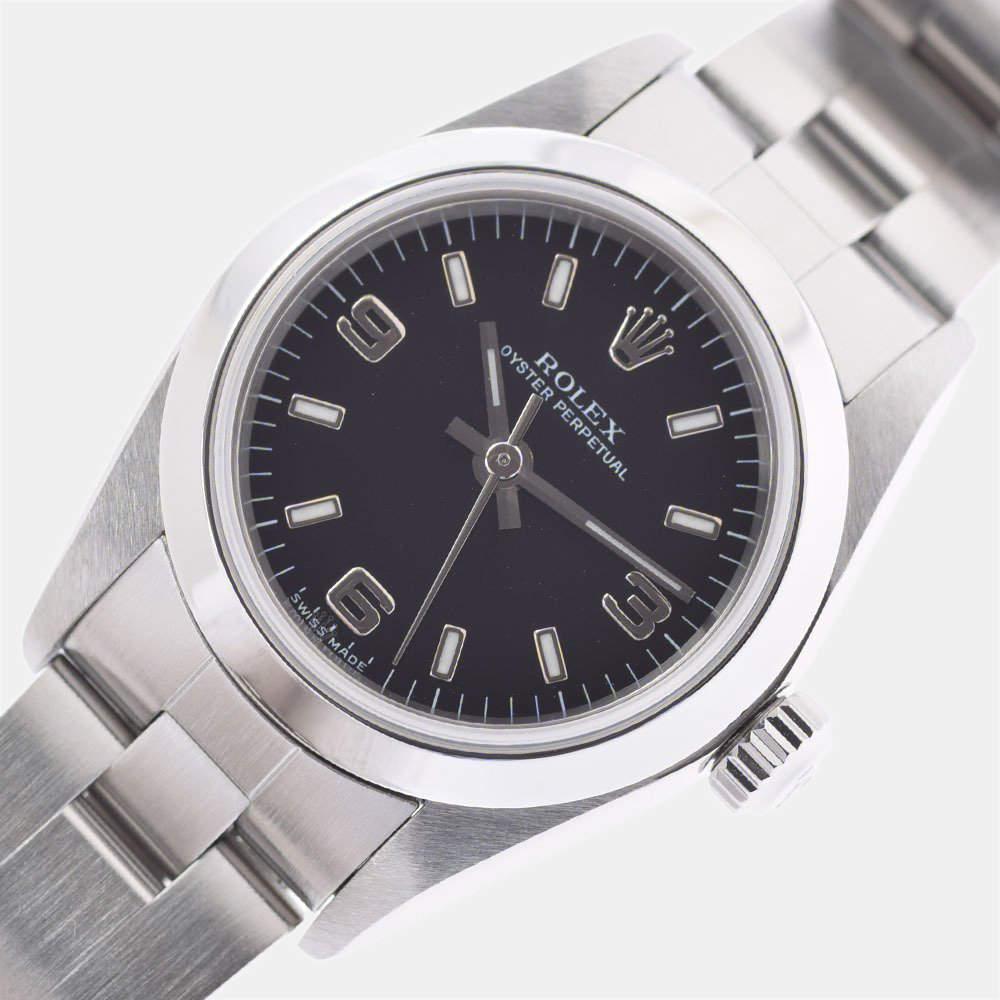 商品[二手商品] Rolex|Rolex Black Stainless Steel Oyster Perpetual 76080 Automatic Women's Wristwatch 24 mm,价格¥23275,第4张图片详细描述
