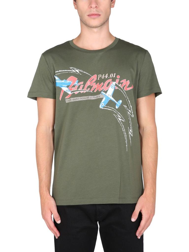 Balmain Men's  Green Cotton T Shirt商品第2张图片规格展示
