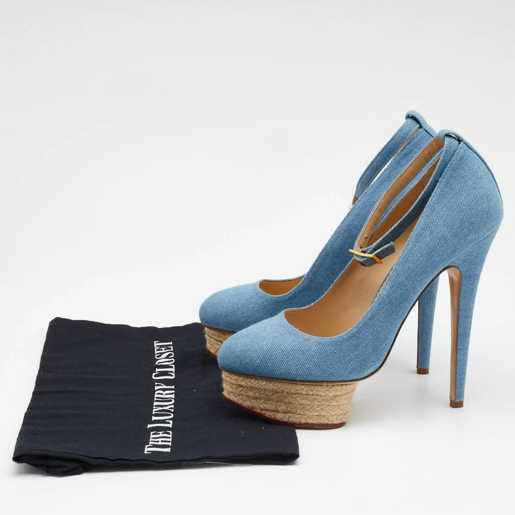 Charlotte Olympia Blue Denim Dolores Platform Ankle Strap Pumps Size 39 商品