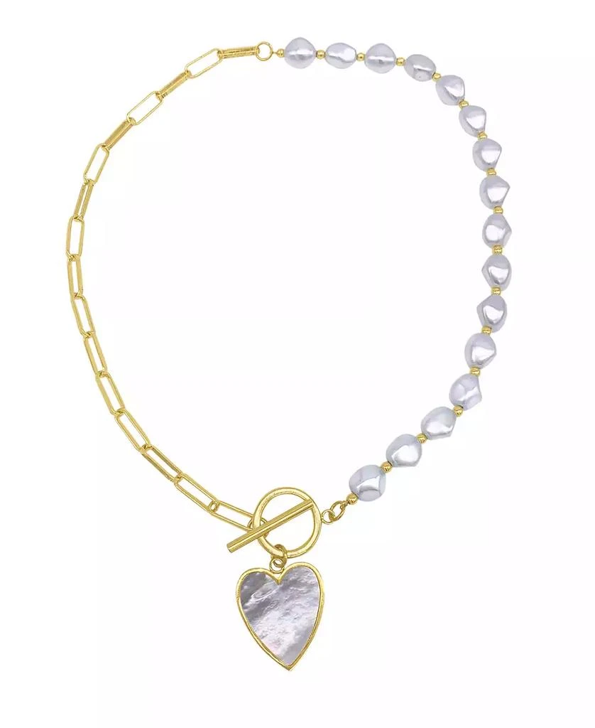 商品ADORNIA|Imitation Pearl and Chain Heart Toggle Necklace,价格¥207,第2张图片详细描述