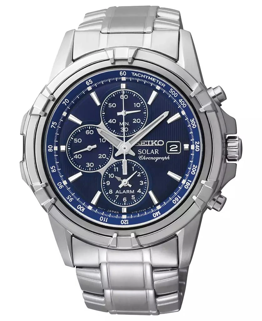 商品Seiko|Watch, Men's Chronograph Solar Stainless Steel Bracelet 43mm SSC141,价格¥2783,第1张图片
