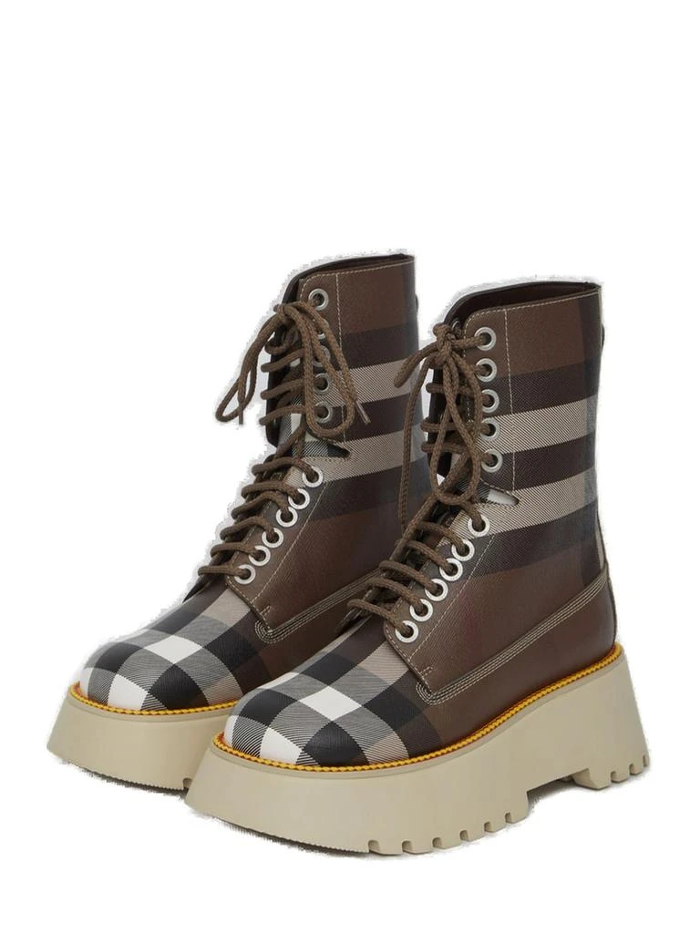 商品Burberry|Burberry Checked Lace-Up Combat Boots,价格¥5076,第4张图片详细描述