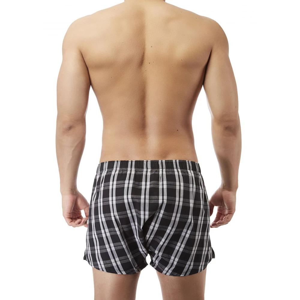 Calvin Klein 卡尔文 克莱恩 格纹棉男士经典格子平角短裤 U1732-BLACK-PLAID 商品