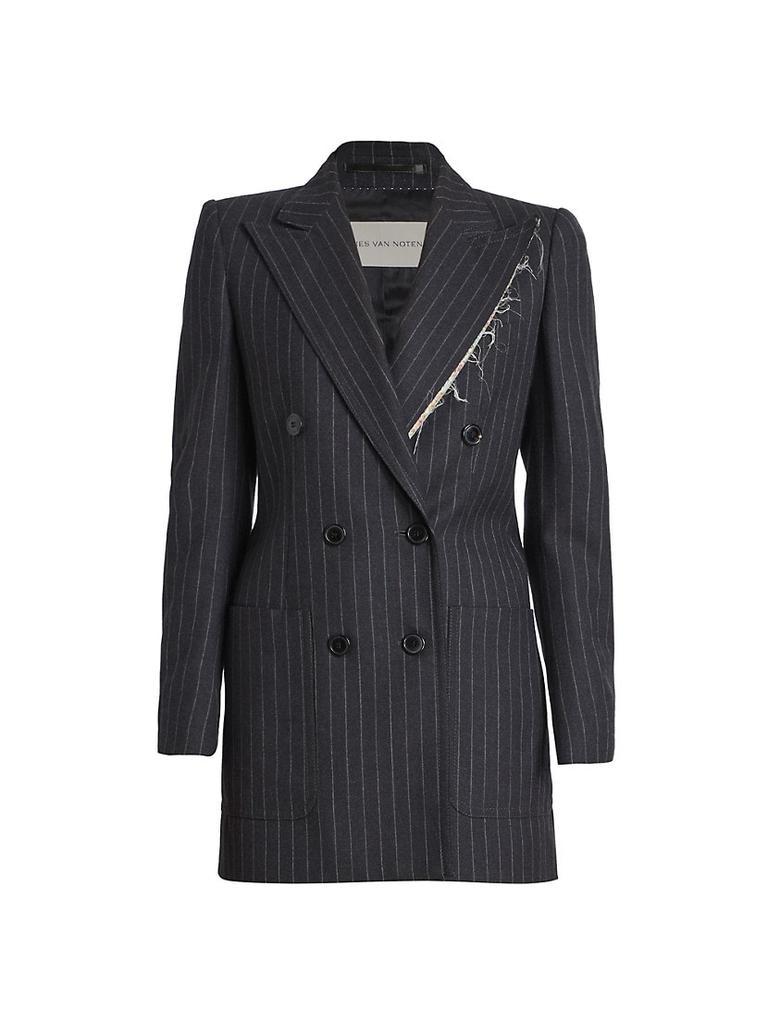 商品Dries Van Noten|Bylee Double-Breasted Pin-Stripe Wool-Blend Blazer,价格¥14450,第1张图片