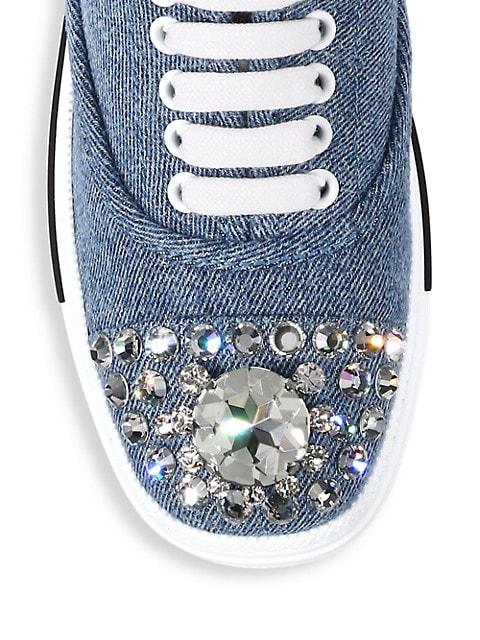 Jeweled-Toe Denim Low-Top Sneakers商品第4张图片规格展示
