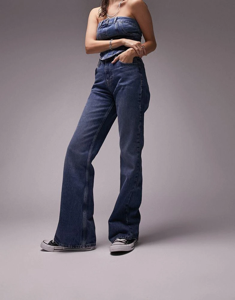商品Topshop|Topshop 90's flare jean in mid blue,价格¥213,第1张图片