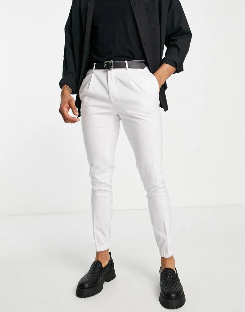 商品ASOS|ASOS DESIGN smart skinny jogger in white,价格¥172,第3张图片详细描述