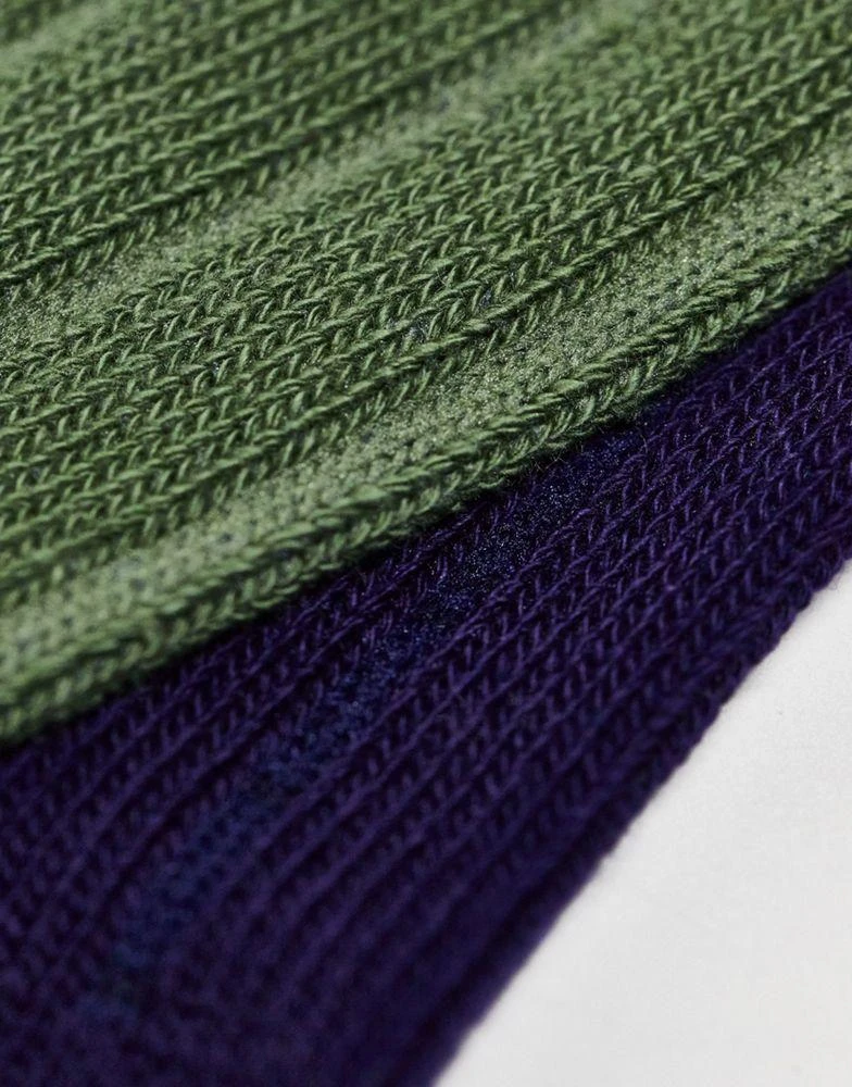 商品ASOS|ASOS DESIGN 2 pack ribbed socks in navy and green colour block,价格¥58,第3张图片详细描述