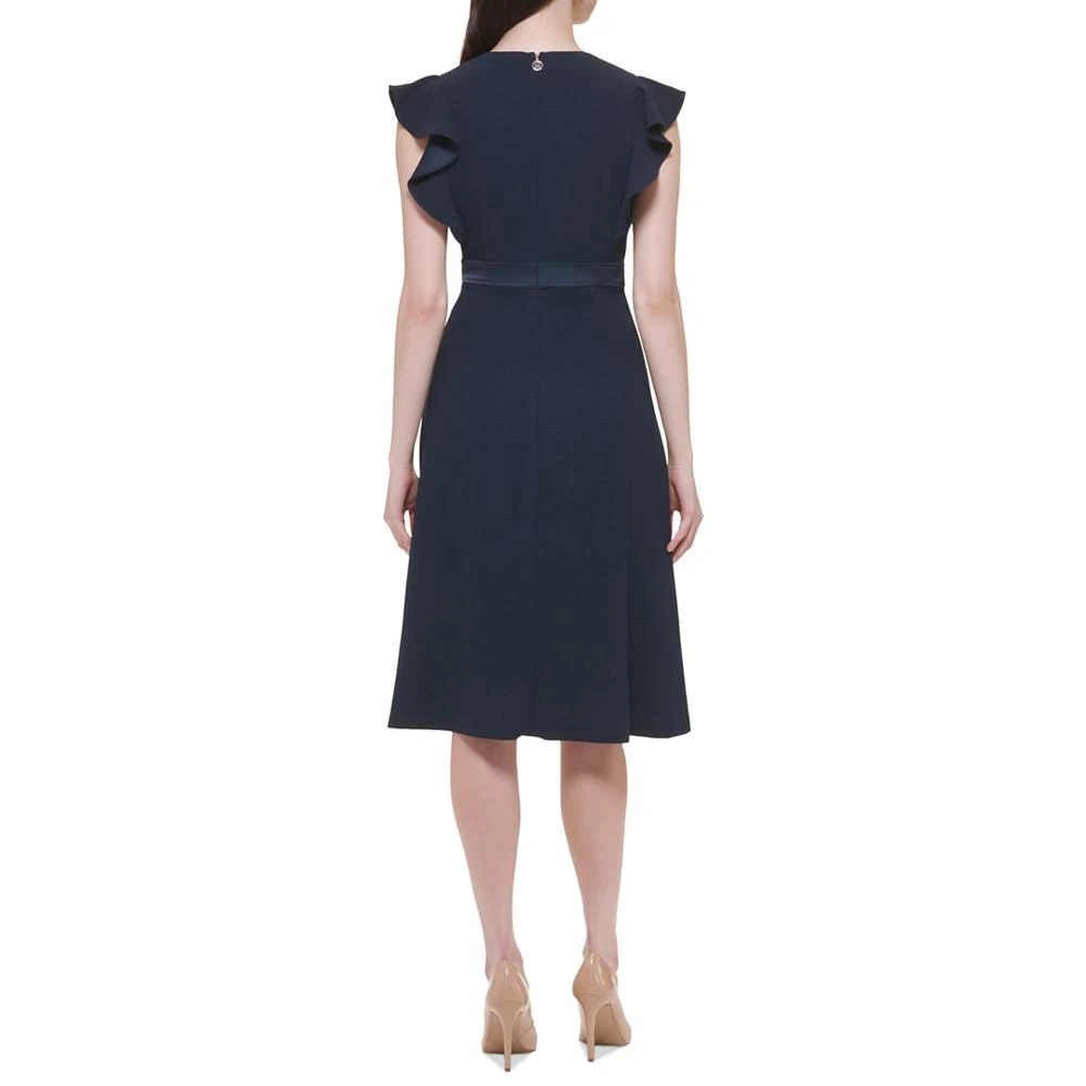商品Tommy Hilfiger|Women's Scuba Crepe Flutter-Sleeve Fit & Flare Dress,价格¥879,第2张图片详细描述