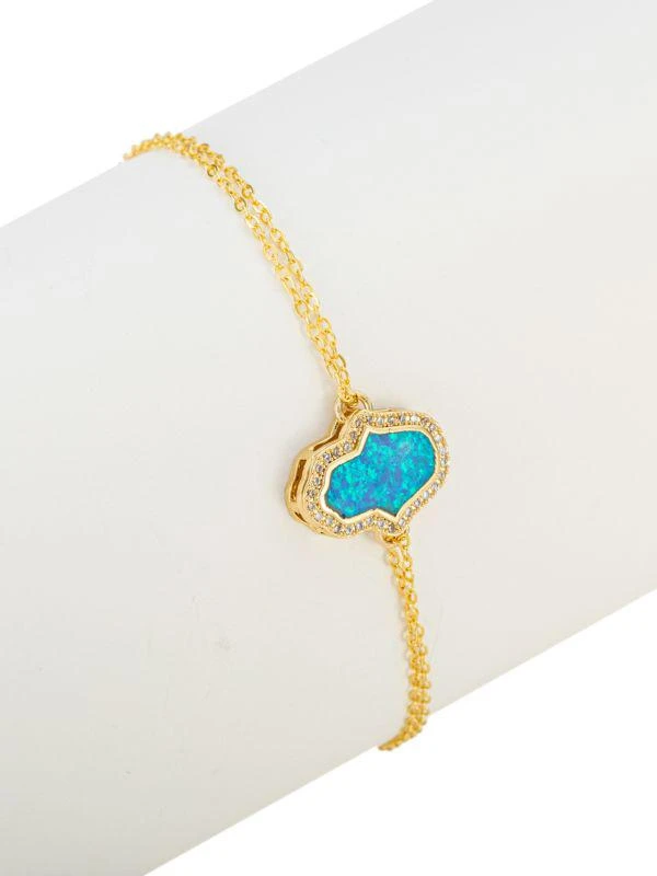 商品Eye Candy LA|Goldplated Sterling Silver, Blue Opal, & Crystal Chain Hamsa Pendant Necklace,价格¥332,第1张图片