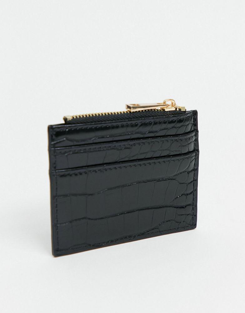 商品ASOS|ASOS DESIGN coin purse and cardholder in black croc,价格¥46,第4张图片详细描述