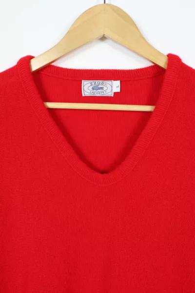 Vintage Lacoste V-Neck Red Sweater商品第2张图片规格展示