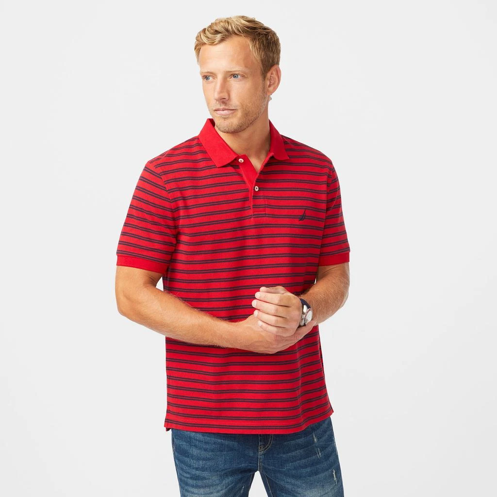 商品Nautica|Mens Classic Fit Striped Premium Cotton Polo,价格¥137,第2张图片详细描述