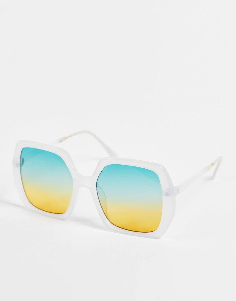 商品ASOS|ASOS DESIGN frame 70s sunglasses in white with ocean lens  - WHITE,价格¥58,第1张图片
