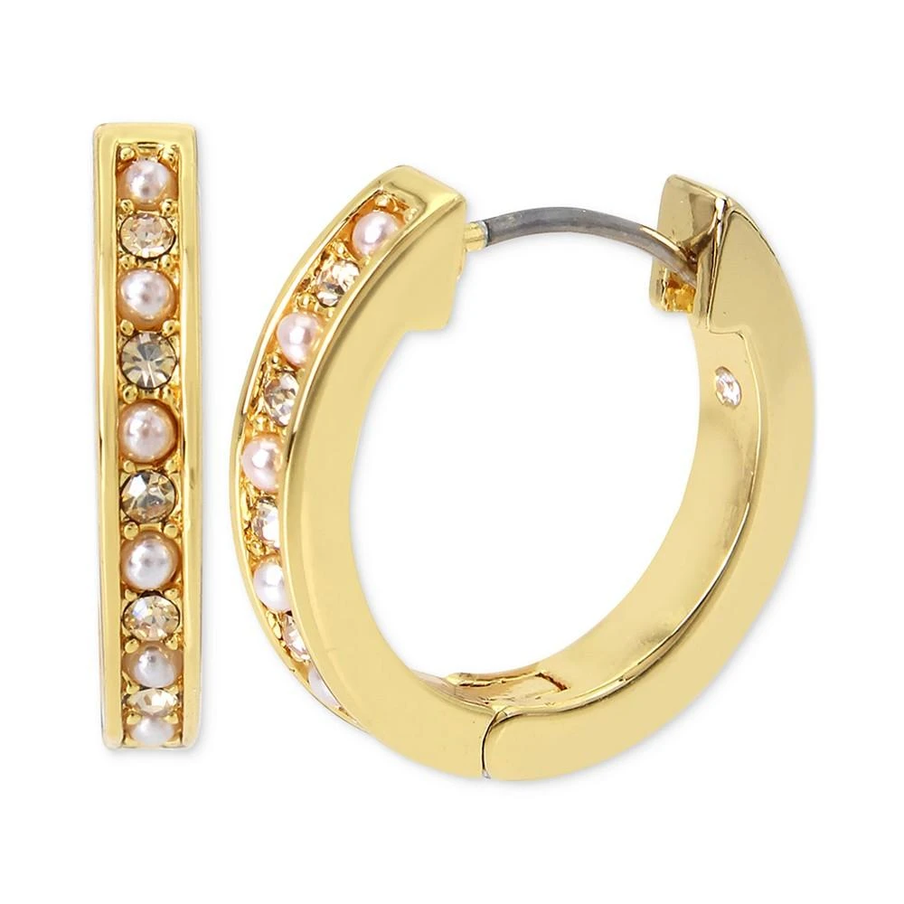 商品Coach|Gold-Tone Small Pavé & Imitation Pearl Huggie Hoop Earrings, 0.75",价格¥447,第1张图片