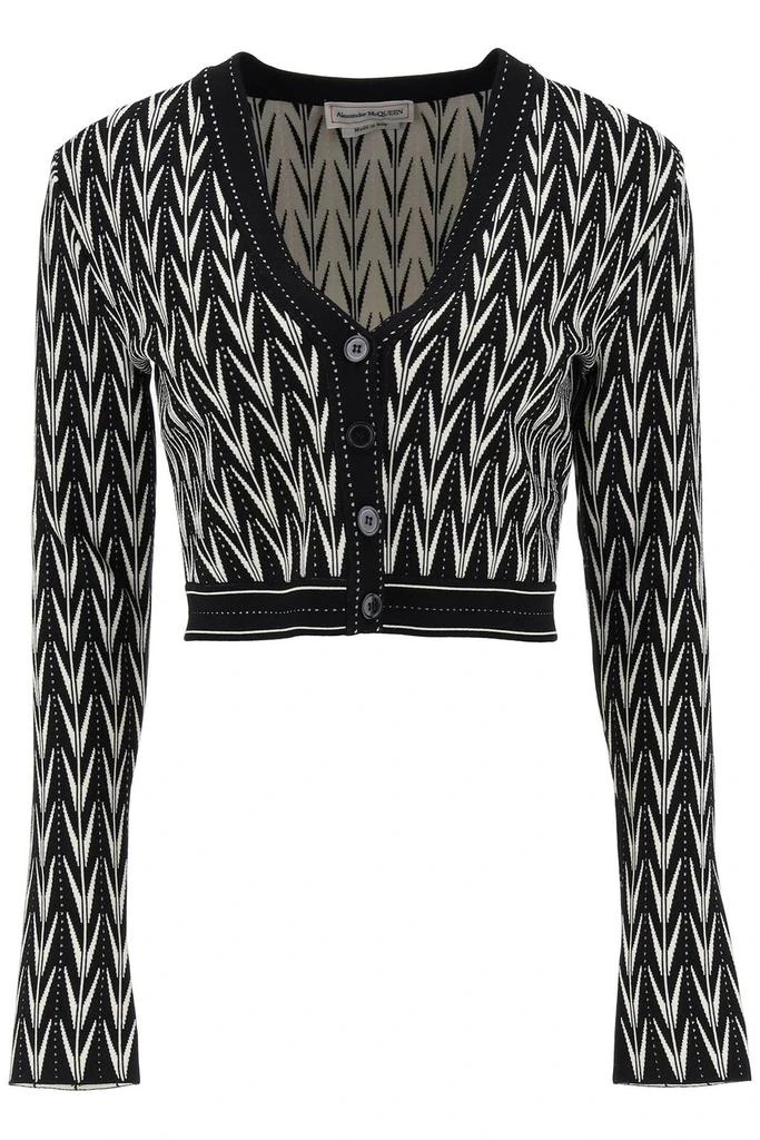 商品Alexander McQueen|Alexander McQueen Geometric Pattern Cropped Knitted Cardigan,价格¥4994,第1张图片