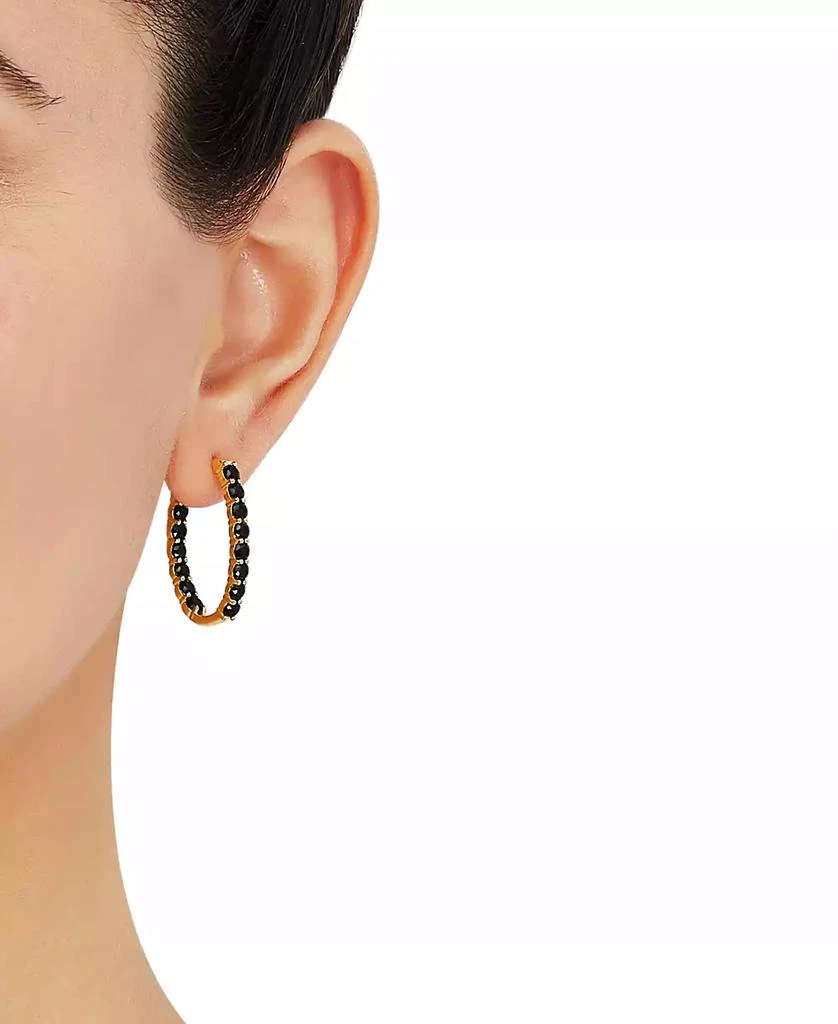 商品Macy's|Onyx In & Out Oval Hoop Earrings in 14k Gold-Plated Sterling Silver, 0.5",价格¥806,第2张图片详细描述
