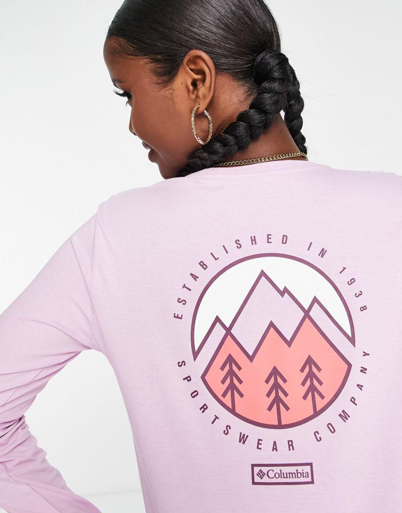 Columbia North Cascades back print long sleeve t-shirt in pink商品第4张图片规格展示
