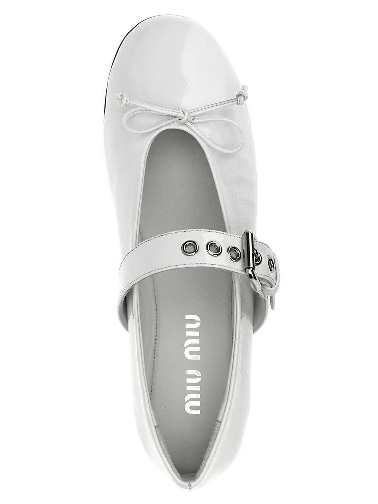 商品Miu Miu|Buckle And Bow Ballet Flats White,价格¥6552,第4张图片详细描述