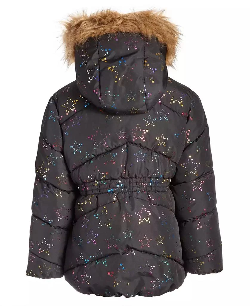 商品S Rothschild & CO|Toddler & Little Girls Foil Quilted Puffer Coat  With Faux-Fur Trim,价格¥150,第2张图片详细描述